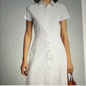 White contemporary dress  for  the classic ladies
 Short sleeve shirtdress